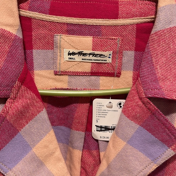 Free People We The Free Izzie Plaid Flannel Cargo Shirt Jacket Shacket Small - Picture 5 of 6